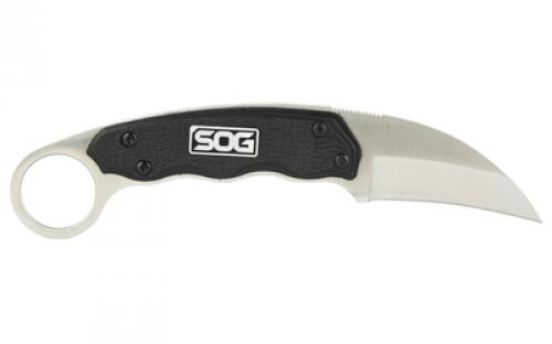 SOG Knives & Tools Gambit, Fixed Blade Knife, 2.58" Straight Edge Sheepsfoot, Black Glass-Reinforced Nylon Handle, 7Cr17MoV Stainless Steel, Satin Finish, Black, Hard Molded Nylon Sheath SOG-GB1001-CP