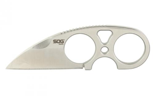 SOG Knives & Tools Snarl, Fixed Blade Knife, 2.3 Straight Edge Sheepsfoot, Silver Stainless Steel Handle, 9Cr18MoV Steel, Satin Finish, Silver, Includes Kydex Sheath SOG-JB01K-CP