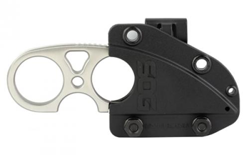 SOG Knives & Tools Snarl, Fixed Blade Knife, 2.3" Straight Edge Sheepsfoot, Silver Stainless Steel Handle, 9Cr18MoV Steel, Satin Finish, Silver, Includes Kydex Sheath SOG-JB01K-CP