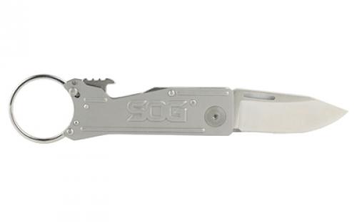 SOG Knives & Tools KeyTron, Folding Knife, 1.8" Straight Edge Clip Point, Black Kraton Handle, 5Cr15MoV Steel, Satin Finish, Gray SOG-KT1001-CP