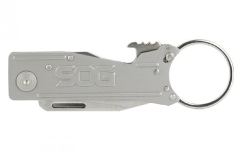 SOG Knives & Tools KeyTron, Folding Knife, 1.8" Straight Edge Clip Point, Black Kraton Handle, 5Cr15MoV Steel, Satin Finish, Gray SOG-KT1001-CP