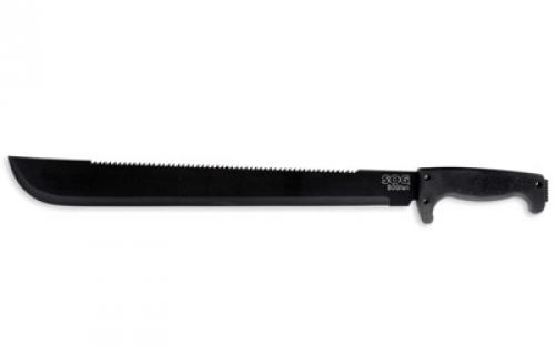 SOG Knives & Tools SOGfari Machete, 18 Straight/Saw Back Edge, Black Kraton Handle, 3Cr13 Steel, Powder Coat Finish, Black, Inlcudes Nylon Sheath SOG-MC02-N