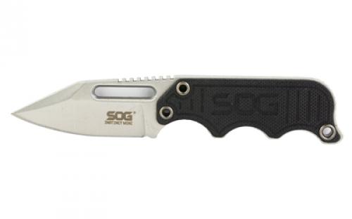 SOG Knives & Tools Instinct Mini, Fixed Blade Knife, 1.9 Straight Edge Clip Point, Black Stainless Steel and G10 Handle, 5Cr15MoV Steel, Satin Finish, Silver, Hard Molded Nylon Sheath SOG-NB1002-CP