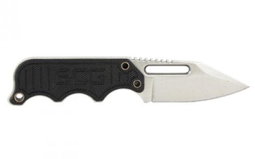 SOG Knives & Tools Instinct Mini, Fixed Blade Knife, 1.9" Straight Edge Clip Point, Black Stainless Steel and G10 Handle, 5Cr15MoV Steel, Satin Finish, Silver, Hard Molded Nylon Sheath SOG-NB1002-CP