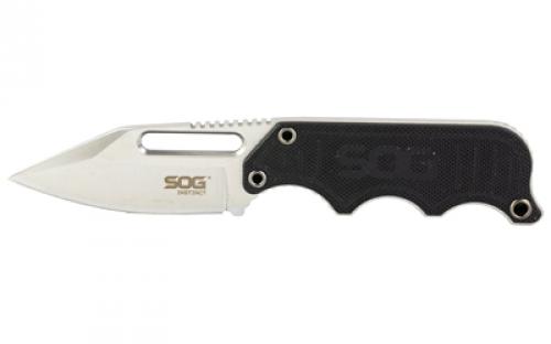 SOG Knives & Tools Instinct, Fixed Blade Knife, 2.3 Straight Edge Clip Point, Black Stainless Steel and G10 Handle, 5Cr15MoV Steel, Satin Finish, Silver, Includes Hard Molded Nylon SOG-NB1012-CP