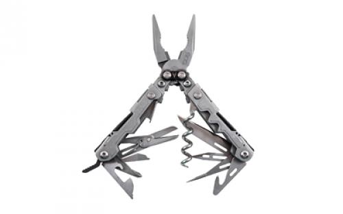 SOG Knives & Tools Powerlitre, 17 Tool Multi-Tool, Stainless Steel, Stonewashed Finish, Silver SOG-PL1001-CP