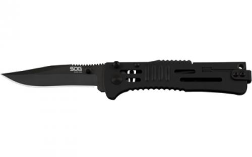 SOG Knives & Tools SlimJim, 3.18 Folding Knife, Clip Point Straight Edge, Bead Blasted Stainless Steel Handle, AUS 8 Steel, Hardcased Black Finish, Black SOG-SJ32-CP