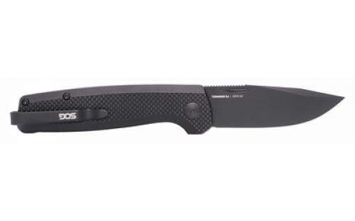 SOG Knives & Tools Terminus SJ, Folding Knife, 2.9" Clip Point Straight Point, G10 Handle, Cryo D2 Steel, Titanium Nitride Finish, Black SOG-TM1005-BX