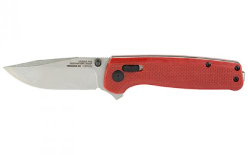 SOG Knives & Tools Terminus XR, Folding Knife, 2.95 Straight Clip Point, Crimson Red G10 Handle, D2 Steel, Stonewashed Finish, Silver SOG-TM1023-CP