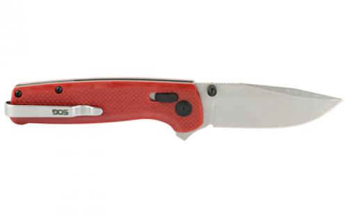 SOG Knives & Tools Terminus XR, Folding Knife, 2.95" Straight Clip Point, Crimson Red G10 Handle, D2 Steel, Stonewashed Finish, Silver SOG-TM1023-CP
