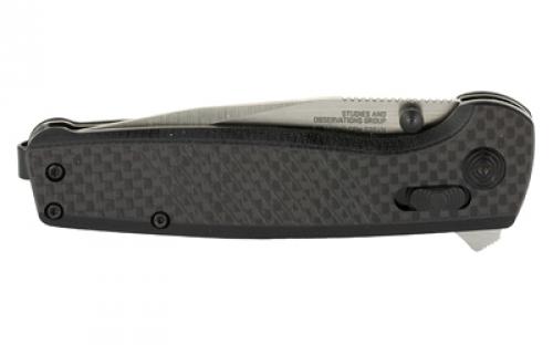SOG Knives & Tools Terminus XR, Folding Knife, 2.95" Straight Clip Point, Black G10 and Carbon Fiber Handle, CPM S35VN Steel, Satin Finish, Silver SOG-TM1025-BX