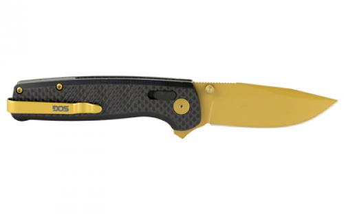 SOG Knives & Tools Terminus XR LTE, Folding Knife, 2.95" Straight Clip Point, Black G10 and Carbon Fiber Handle, CPM S35VN Steel, Titanium Nitride Finish, Gold SOG-TM1033-BX