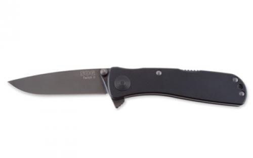 SOG Knives & Tools Twitch II, Folding Knife, 2.65 Drop Point Straight Edge, Hardcase Black Titanuim Nitride Handle, AUS Steel, Black Titanium Nitride Finish, Black SOG-TWI12-CP