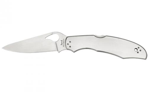Spyderco Byrd, Cara Cara2, 3.75 Folding Knife, Clip Point, Plain Edge, 8Cr13MoV/Satin, Stainless, Oval Thumb Hole/Pocket Clip BY03P2