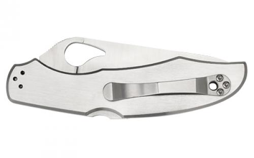 Spyderco Byrd, Cara Cara2, 3.75" Folding Knife, Clip Point, Combo Edge, 8Cr13MoV/Satin, Stainless, Oval Thumb Hole/Pocket Clip BY03PS2