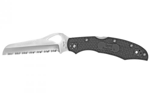 Spyderco Byrd, Cara Cara 2 Rescue, 3.93 Folding Knife, Lightweight, Black BY17SBK2