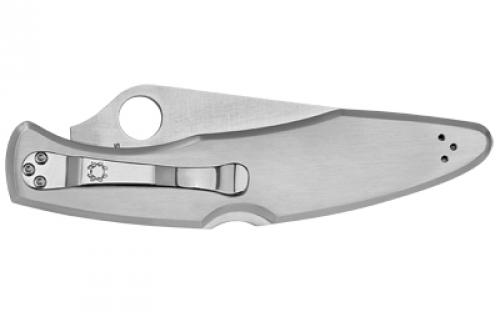Spyderco Police, 4.125" Folding Knife, Clip Point, Combo Edge, VG10/Satin, Stainless, Circle Thumb Hole/Pocket Clip C07PS