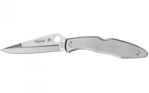 Spyderco Police, 4.125 Folding Knife, Clip Point, Plain Edge, VG10/Satin, Stainless, Circle Thumb Hole/Pocket Clip C07P