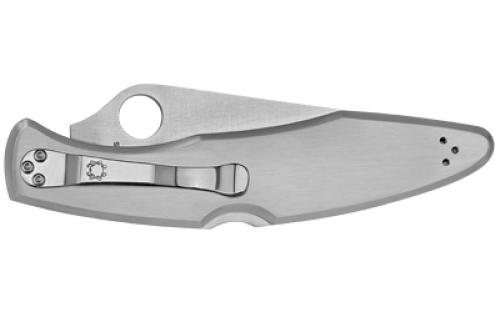 Spyderco Police, 4.125" Folding Knife, Clip Point, SpyderEdge Edge, VG10/Satin, Stainless, Circle Thumb Hole/Pocket Clip C07S