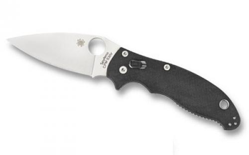 Spyderco Manix 2, Folding Knife, 3.375 Blade, Clip Point, Plain Edge, CPM-S30V Finish, Black G10 Frame, Circle Thumb Hole/Pocket Clip C101GP2