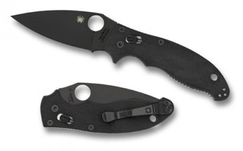 Spyderco Manix 2, 3.375 Folding Knife, Plain Edge, Black Blade, Black CPM-S30V Handle, Black Finish C101GPBBK2