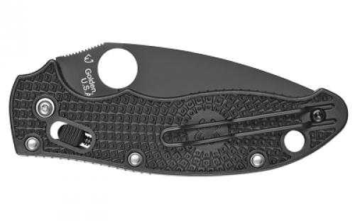 Spyderco Manix, 3.375" 2 Folding Knife, Black Blade, Lightweight, Black C101PBBK2