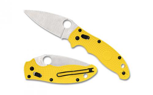 Spyderco MANIX 2 Lightweight Salt, Folding Knife, Plain Edge, Yellow FRCP Handle, Satin Finish, Silver, 3.37 Blade Length, CPM MagnaCut Steel C101PYL2