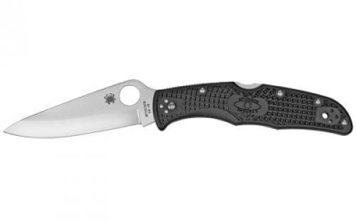 Spyderco Endura 4, Lightweight, 3.375 Folding Knife, Clip Point, Plain Edge, VG10/Satin, Black FRN, Circle Thumb Hole/Pocket Clip C10PBK
