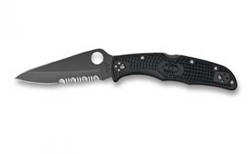 Spyderco Endura 4, Lightweight, 3.375 Folding Knife, Clip Point, Combo Edge, VG10/Black, Black FRN, Circle Thumb Hole/Pocket Clip C10PSBBK