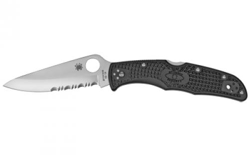Spyderco Endura 4, Lightweight, 3.938 Folding Knife, Clip Point, Combo Edge, VG10/Satin, Black FRN, Circle Thumb Hole/Pocket Clip C10PSBK