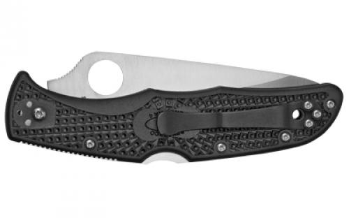 Spyderco Endura 4, Lightweight, 3.938" Folding Knife, Clip Point, Combo Edge, VG10/Satin, Black FRN, Circle Thumb Hole/Pocket Clip C10PSBK