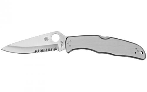 Spyderco Endura 4, 3.375 Folding Knife, Clip Point, Combo Edge, VG10/Satin, Stainless, Circle Thumb Hole/Pocket Clip C10PS