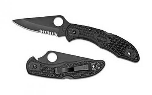 Spyderco Delica4, 2.875 Folding Knife, Combo Edge, VG10/Black, Kraton Handle C11PSBBK