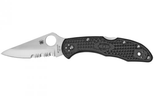 Spyderco Delica4, Lightweight, 3 Folding Knife, Spear Point, Combo Edge, VG10/Satin, Black FRN, Circle Thumb Hole/Pocket Clip C11PSBK