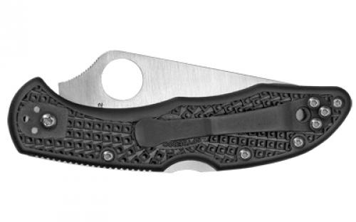 Spyderco Delica4, Lightweight, 3" Folding Knife, Spear Point, Combo Edge, VG10/Satin, Black FRN, Circle Thumb Hole/Pocket Clip C11PSBK