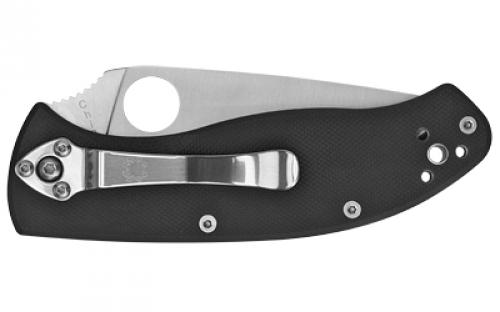 Spyderco Tenacious, 3.438" Folding Knife, 8Cr13MoV/Satin, Combo, Circle Thumb Hole/Pocket Clip, Black G10, Box C122GPS