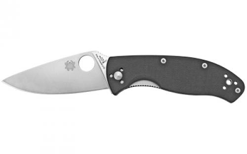 Spyderco Tenacious, 3.39 Folding Knife, 8Cr13MoV/Satin, Plain, Circle Thumb Hole/Pocket Clip, Black G10, Box C122GP