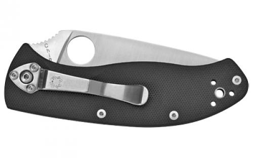 Spyderco Tenacious, 3.39" Folding Knife, 8Cr13MoV/Satin, Plain, Circle Thumb Hole/Pocket Clip, Black G10, Box C122GP