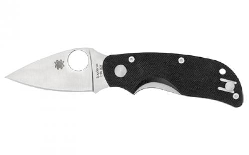 Spyderco Cat, 2.44 Folding Knife, Plain Edge, 440C/Satin, Black G10, Circle Thumb Hole/Pocket Clip C129GP