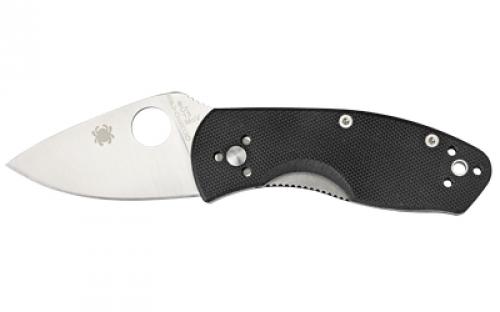 Spyderco Ambitious G-10, 2.31 Folding Knife, Drop Point, Plain Edge, 8Cr13MoV/Satin, Black G10, Circle Thumb Hole/Pocket Clip C148GP