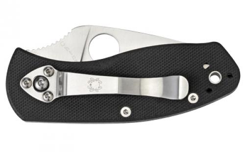 Spyderco Ambitious G-10, 2.31" Folding Knife, Drop Point, Plain Edge, 8Cr13MoV/Satin, Black G10, Circle Thumb Hole/Pocket Clip C148GP