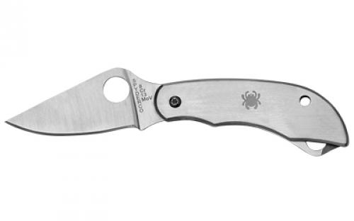 Spyderco ClipiTool, 2 Folding Knife, 8Cr13MoV, Plain, Bottle Opener & Screwdriver, Circle Thumb Hole/Pocket Clip, Stainless, Box C175P