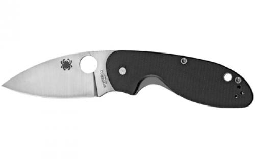 Spyderco Efficient, 3 Folding Knife, 8Cr13MoV, Plain, Drop Point, Black Blade, Circle Thumb Hole/Pocket Clip, Blk G10 C216GPBBK