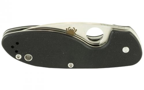 Spyderco Efficient, 2.98 Folding Knife, 8Cr13MoV, Plain, Drop Point, Circle Thumb Hole/Pocket Clip, Black G10 C216GP