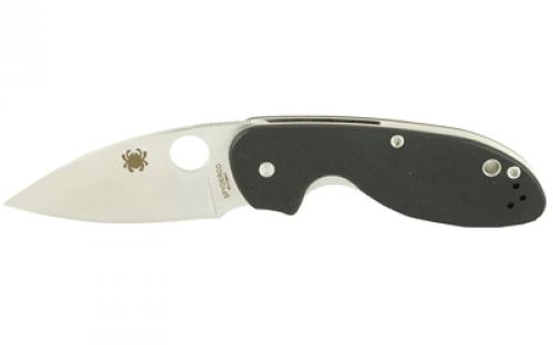 Spyderco Efficient, 2.98" Folding Knife, 8Cr13MoV, Plain, Drop Point, Circle Thumb Hole/Pocket Clip, Black G10 C216GP