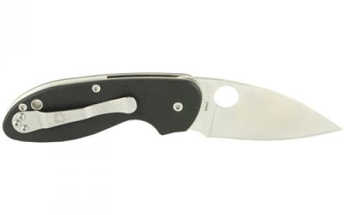Spyderco Efficient, 2.98" Folding Knife, 8Cr13MoV, Plain, Drop Point, Circle Thumb Hole/Pocket Clip, Black G10 C216GP
