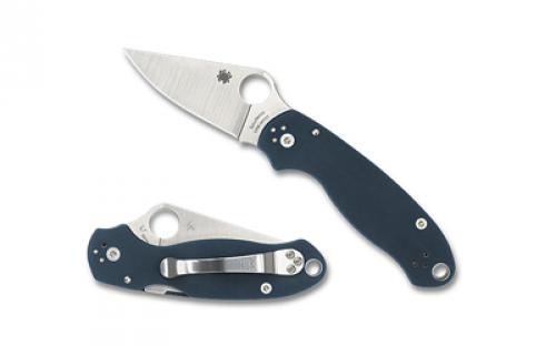 Spyderco Para 3, Folding Knife, Plain Edge, Dark Blue G-10 Handle, Satin Finish, Silver, 2.92 Blade Length, CPM SPY27 Steel C223GPCBL