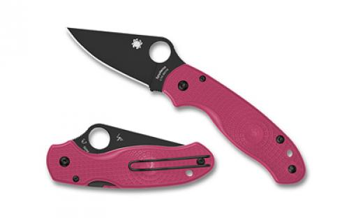 Spyderco Para 3 Lightweight, Folding Knife, Plain Edge, Pink FRN Handle, DLC Finish, Black, 2.92 Blade Length, CTS BD1N C223PPNBK