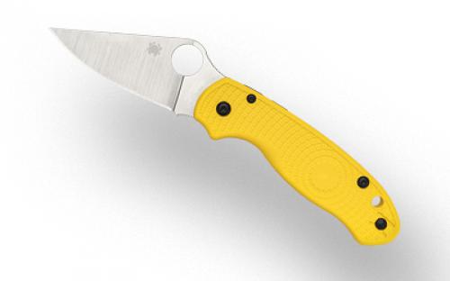 Spyderco Para 3 Lightweight, Folding Knife, Plain Edge, Yellow FRN Handle, Satin Finish, Silver, 2.92 Blade Length, CPM Magnacut Steel C223PYL