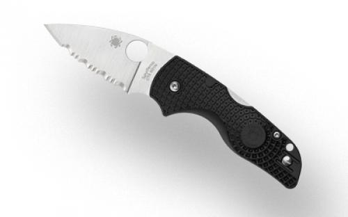 Spyderco Lil Native Lightweight, Folding Knife, SpyderEdge Serrated Blade, Black FRN Handle, Satin Finish, Silver, 2.43 Blade Length, CTS BD1N Steel C230SBK